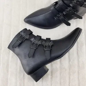 Warlock Bat Buckle Multi Strap Men\'s Goth Dress Boots Demonia | Shoes | Warlock Bat Buckle Multi Strap Mens Goth  main image 2